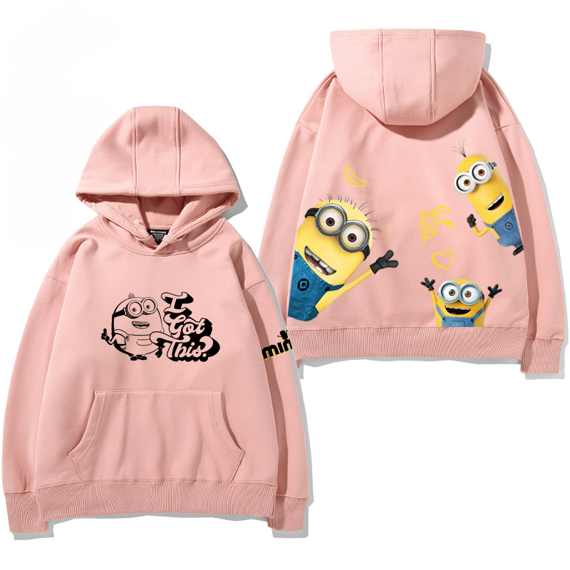 小黃人 聯名衛衣2024秋冬新款親子情侶裝薄絨款連帽衛衣