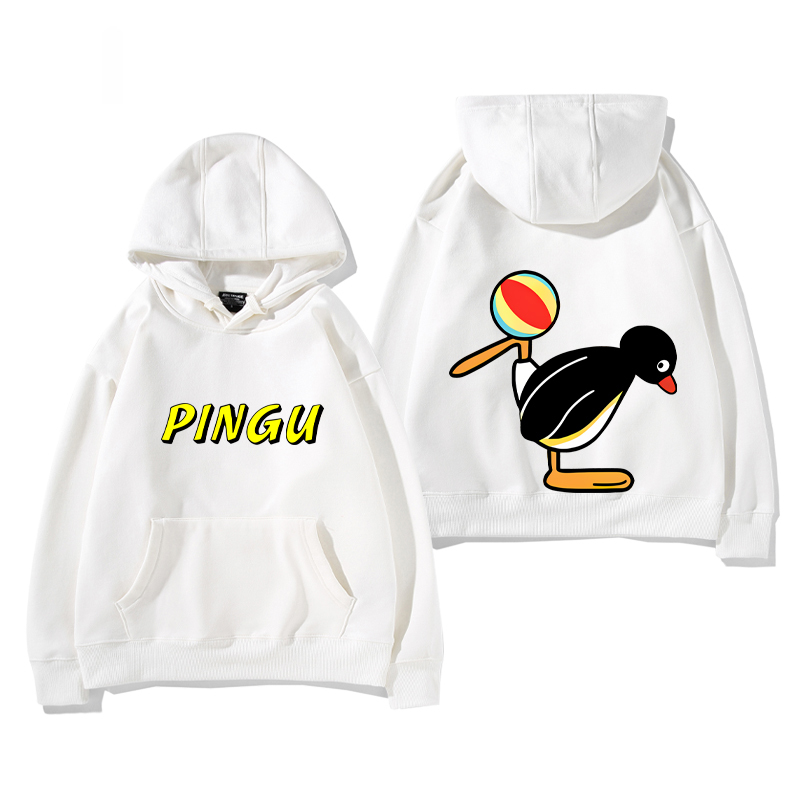企鵝家族PINGU 聯名衛衣2024秋冬新款親子情侶裝薄絨款連帽衛衣