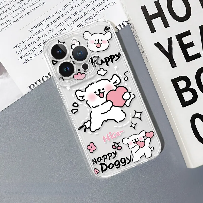 線條小狗 彩色透明防摔軟殼