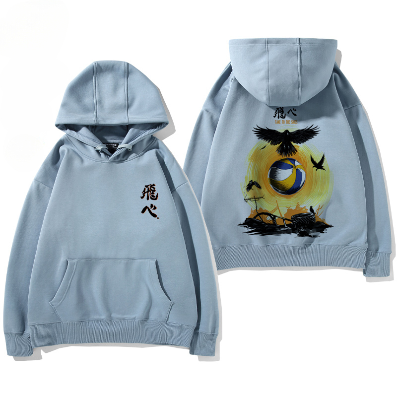 排球少年聯名衛衣2024秋冬新款親子情侶裝薄絨款連帽衛衣