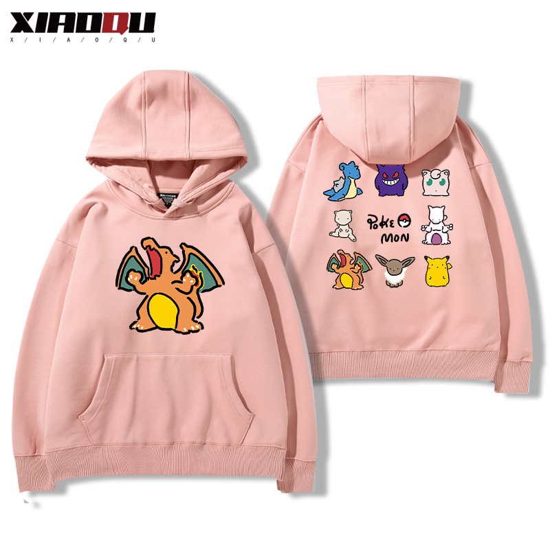 寶可夢聯名衛衣2024秋冬新款親子情侶裝薄絨款連帽衛衣