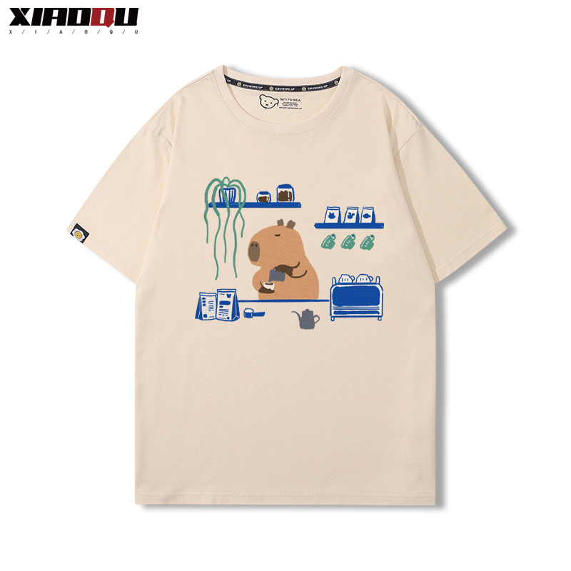 卡皮巴拉 2024親子情侶男女同款 純棉T恤