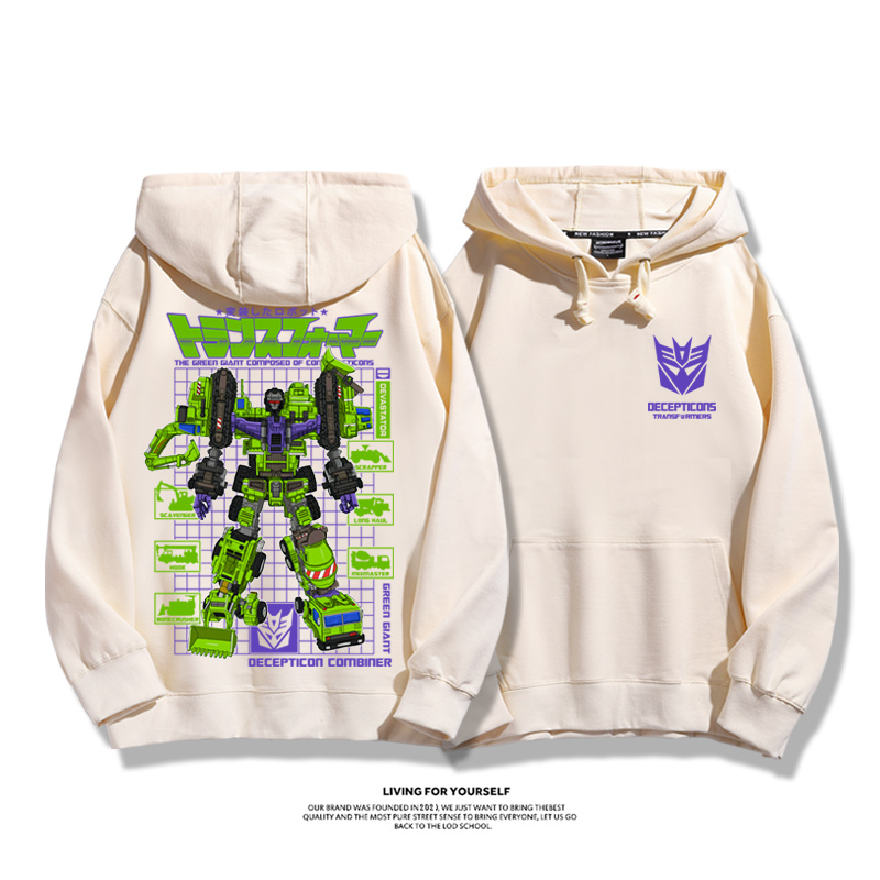 變形金剛聯名衛衣2023秋冬新款親子情侶裝薄絨款連帽衛衣