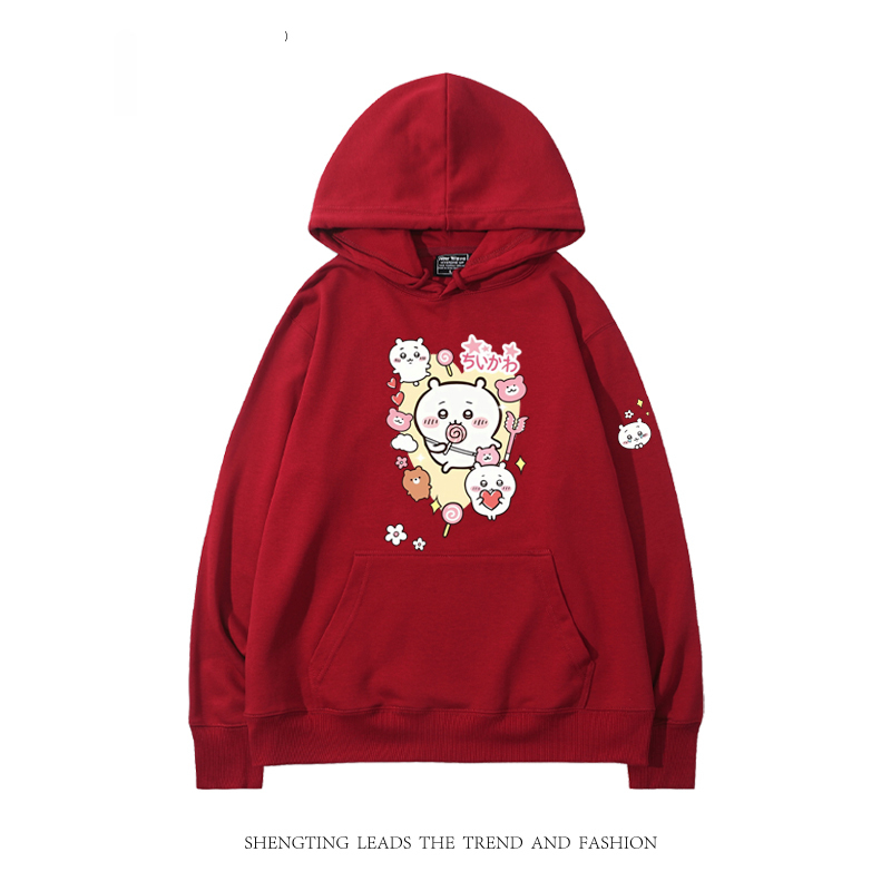 chiikawa 2024秋冬新款親子情侶裝薄絨款連帽衛衣