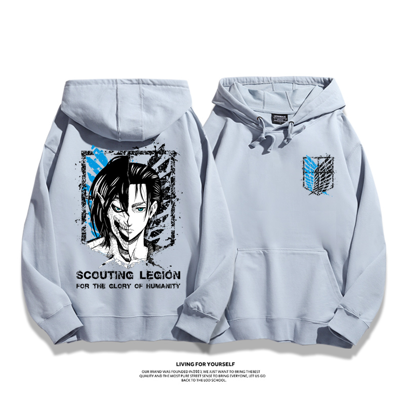 進擊的巨人聯名衛衣2023秋冬新款親子情侶裝薄絨款連帽衛衣