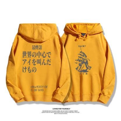 EVA初號機聯名衛衣2024秋冬新款親子情侶裝薄絨款連帽衛衣