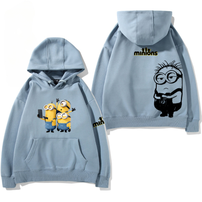 小黃人 聯名衛衣2024秋冬新款親子情侶裝薄絨款連帽衛衣