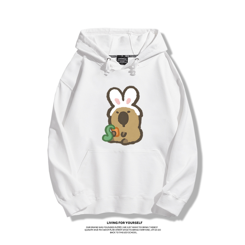 Q版卡皮巴拉聯名衛衣2024秋冬新款親子情侶裝薄絨款連帽衛衣