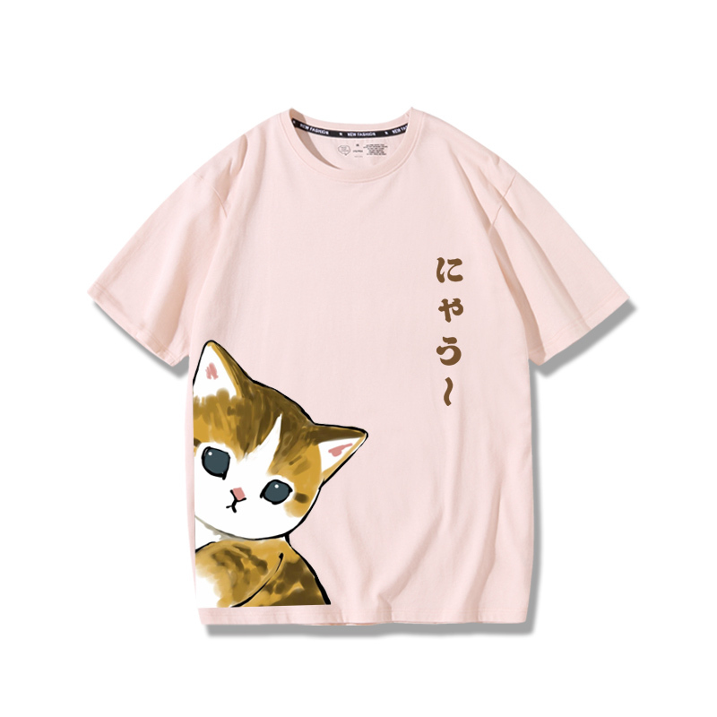 可愛貓咪探頭2024親子情侶男女同款 純棉T恤