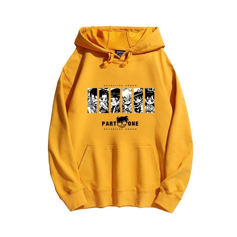 名偵探柯南聯名衛衣2024秋冬新款親子情侶裝薄絨款連帽衛衣