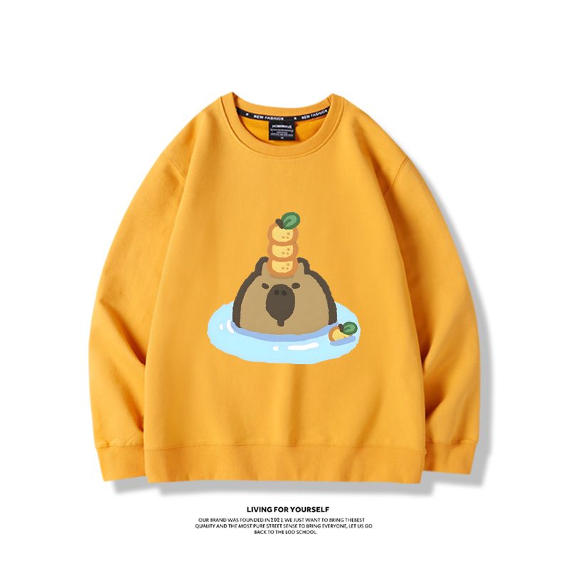 卡皮巴拉水豚2024親子情侶裝 圓領長袖