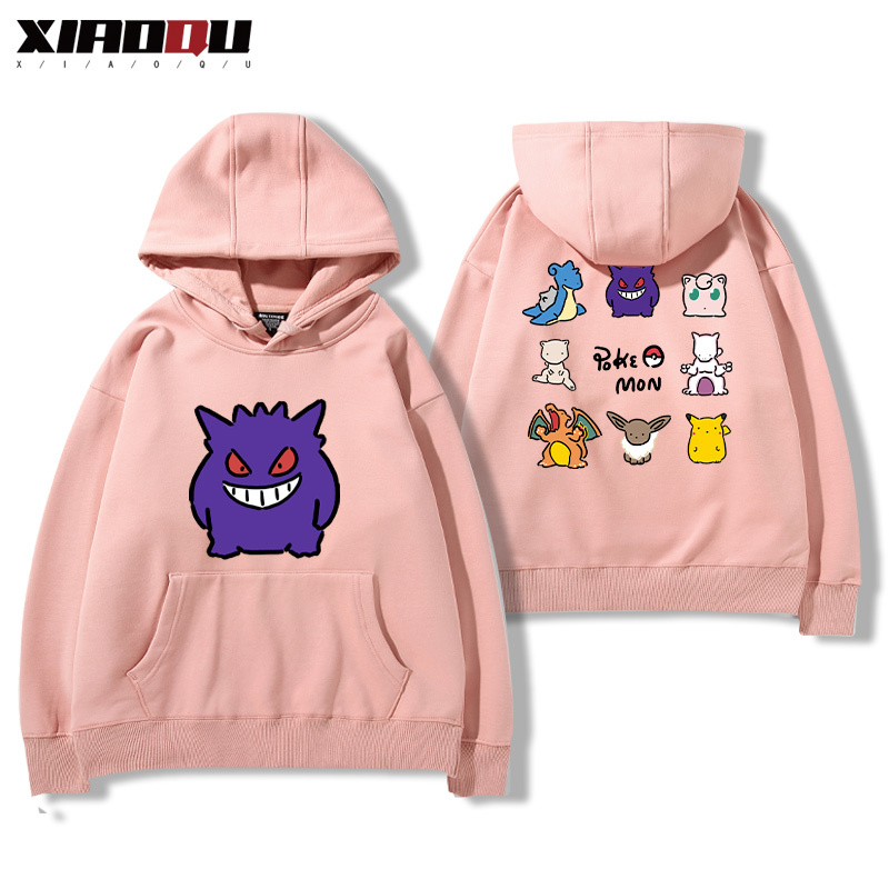 寶可夢聯名衛衣2024秋冬新款親子情侶裝薄絨款連帽衛衣