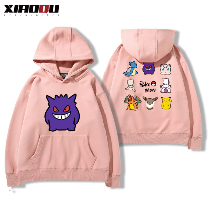 寶可夢聯名衛衣2024秋冬新款親子情侶裝薄絨款連帽衛衣