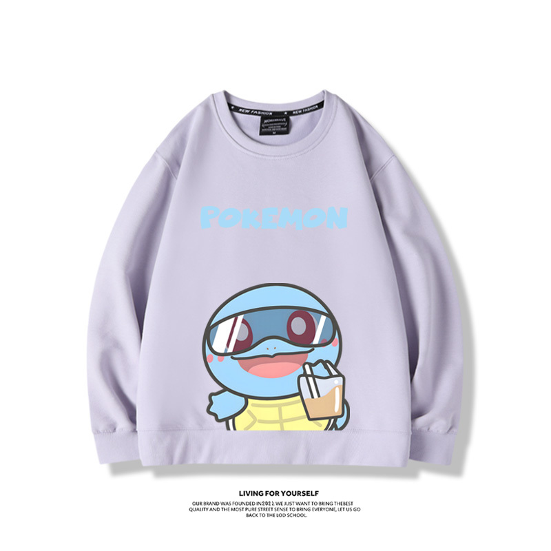 寶可夢喝奶茶2024親子情侶裝 圓領長袖