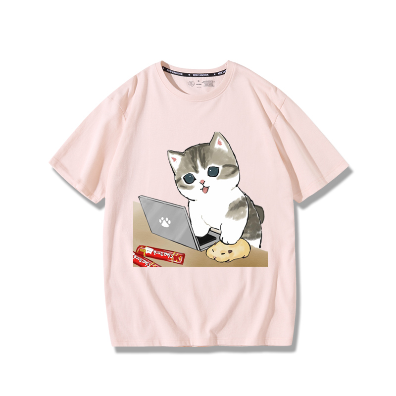 上班族貓咪2024親子情侶男女同款 純棉T恤