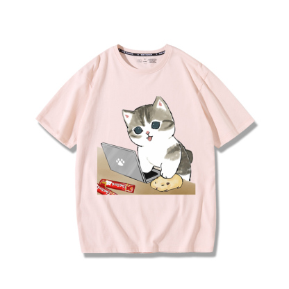 上班族貓咪2024親子情侶男女同款 純棉T恤