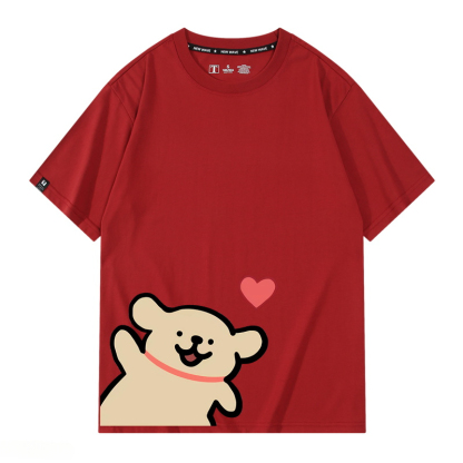 線條小狗 2024親子情侶男女同款 純棉T恤