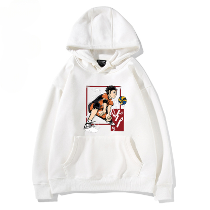 排球少年聯名衛衣2024秋冬新款親子情侶裝薄絨款連帽衛衣