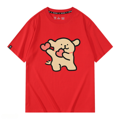 線條小狗 2024親子情侶男女同款 純棉T恤