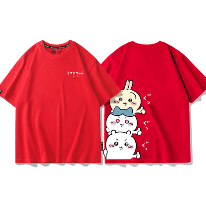 Chiikawa聯名衛衣2024秋冬新款親子情侶裝薄絨款連帽衛衣