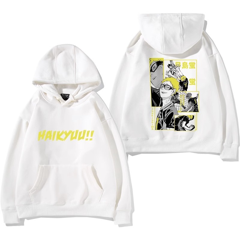 排球少年聯名衛衣2024秋冬新款親子情侶裝薄絨款連帽衛衣