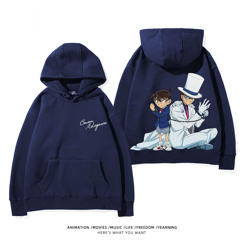 名偵探柯南 聯名衛衣2024秋冬新款親子情侶裝薄絨款連帽衛衣