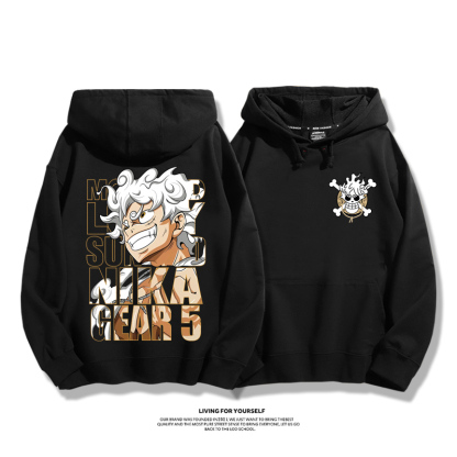 航海王聯名衛衣2023秋冬新款親子情侶裝薄絨款連帽衛衣