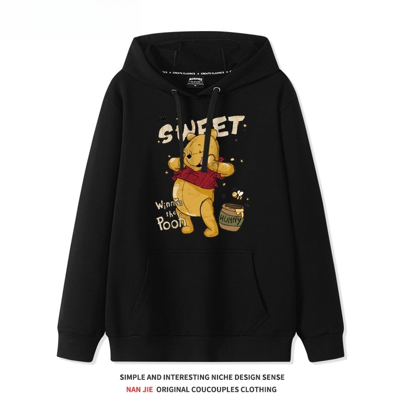 美式復古小熊維尼 聯名衛衣2025秋冬新款 親子情侶裝連帽衛衣