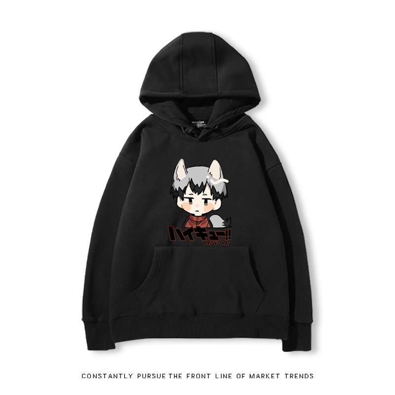 排球少年聯名衛衣2024秋冬新款親子情侶裝薄絨款連帽衛衣