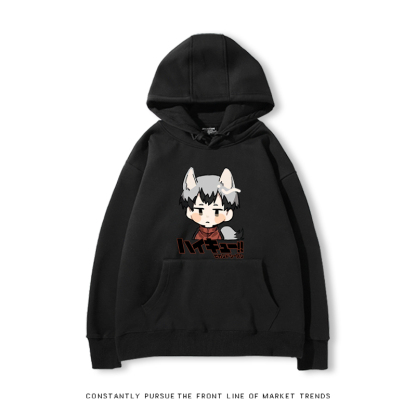 排球少年聯名衛衣2024秋冬新款親子情侶裝薄絨款連帽衛衣