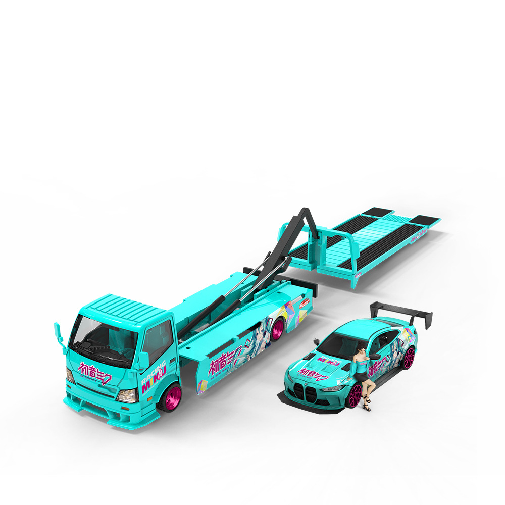 Cool Car 1:64 M4 H300拖車初音塗裝系列仿真合金汽車模型