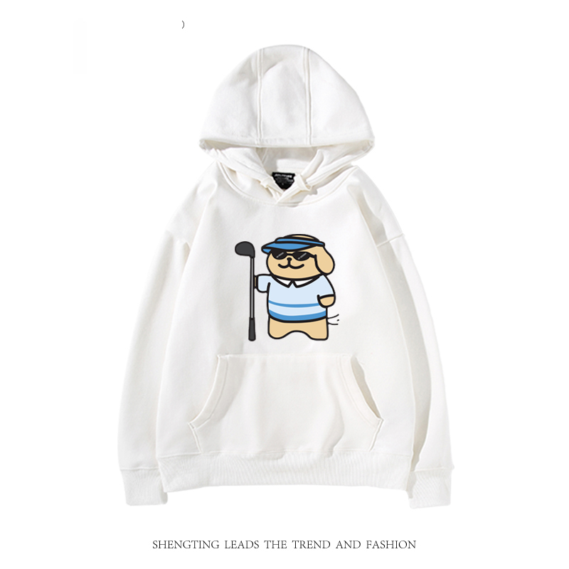 線條小狗 2024秋冬新款親子情侶裝薄絨款連帽衛衣