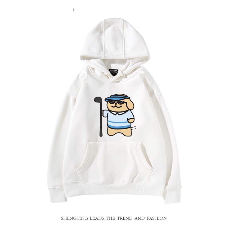 線條小狗 2024秋冬新款親子情侶裝薄絨款連帽衛衣