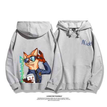 瘋狂動物城聯名衛衣2024秋冬新款親子情侶裝薄絨款連帽衛衣