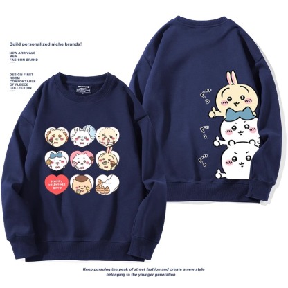 Chiikawa聯名衛衣2024秋冬新款親子情侶裝薄絨款連帽衛衣