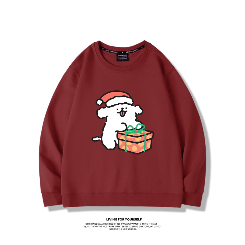 線條小狗聯名聖誕2023親子情侶裝 圓領長袖