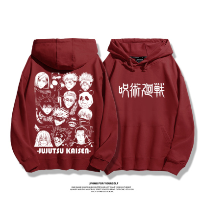 咒術迴戰聯名衛衣2024秋冬新款親子情侶裝薄絨款連帽衛衣
