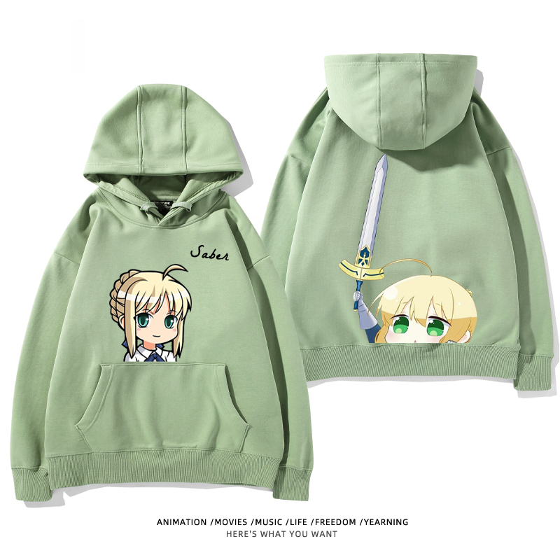 fate 2024秋冬新款親子情侶裝薄絨款連帽衛衣