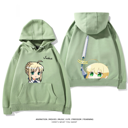 fate 2024秋冬新款親子情侶裝薄絨款連帽衛衣