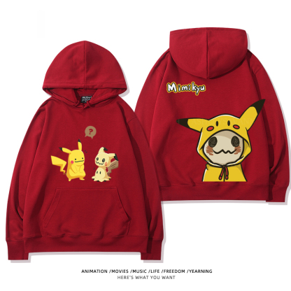 寶可夢 聯名衛衣2024秋冬新款親子情侶裝薄絨款連帽衛衣