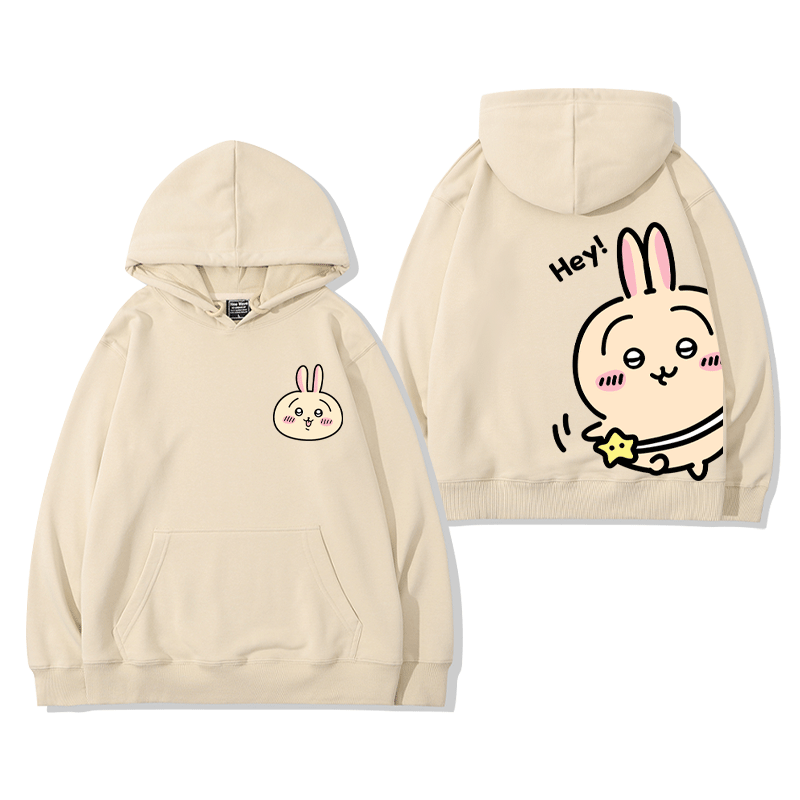 Chiikawa聯名衛衣2024秋冬新款親子情侶裝薄絨款連帽衛衣