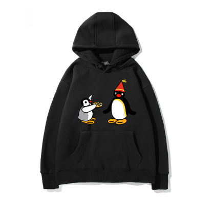 企鵝家族PINGU 聯名衛衣2024秋冬新款親子情侶裝薄絨款連帽衛衣