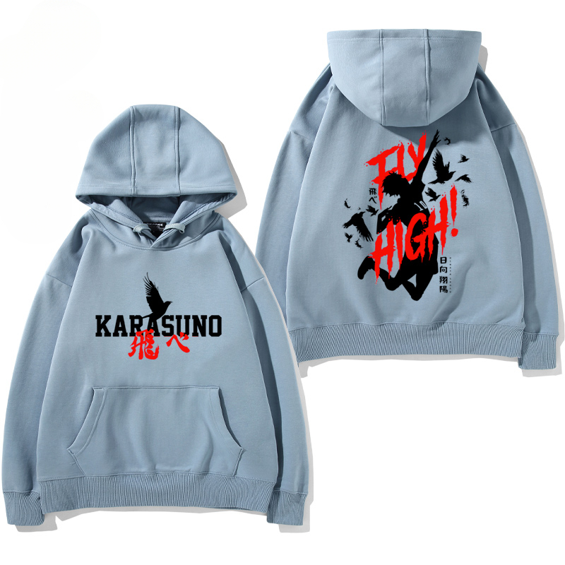 排球少年聯名衛衣2024秋冬新款親子情侶裝薄絨款連帽衛衣