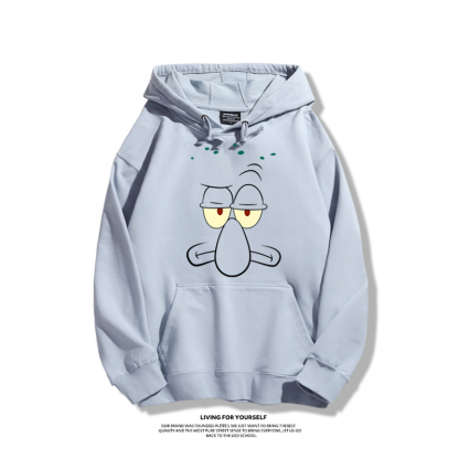 海綿寶寶聯名衛衣2023秋冬新款親子情侶裝薄絨款連帽衛衣