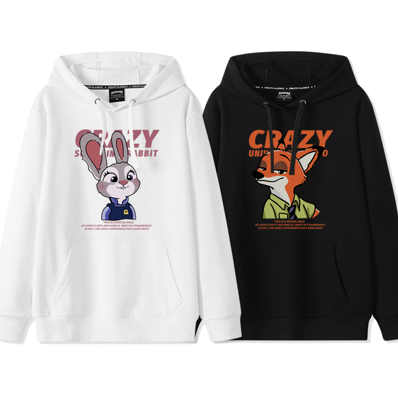 瘋狂動物城朱迪尼克 聯名衛衣2025秋冬新款 親子情侶裝連帽衛衣