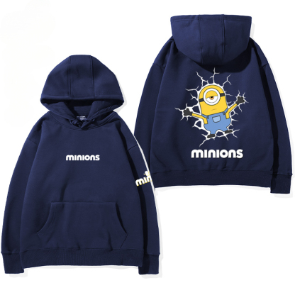 小黃人 聯名衛衣2024秋冬新款親子情侶裝薄絨款連帽衛衣