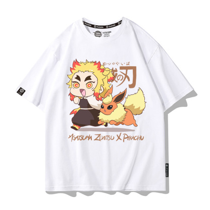 鬼滅之刃x精靈寶可夢 2025情侶男親子女同款 印花短袖T恤