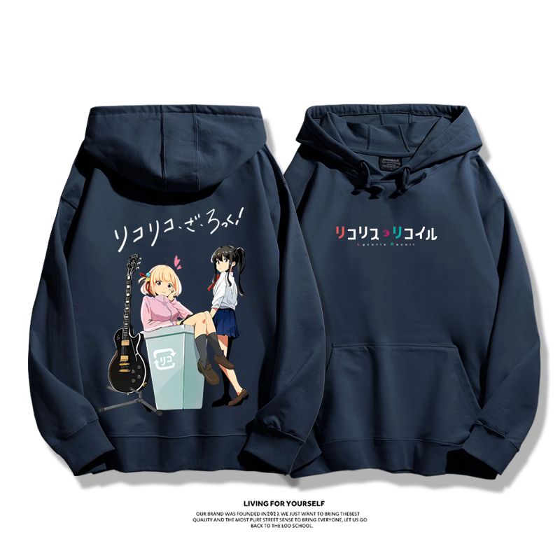 孤獨搖滾聯名莉可麗絲2023秋冬新款親子情侶裝薄絨款連帽衛衣