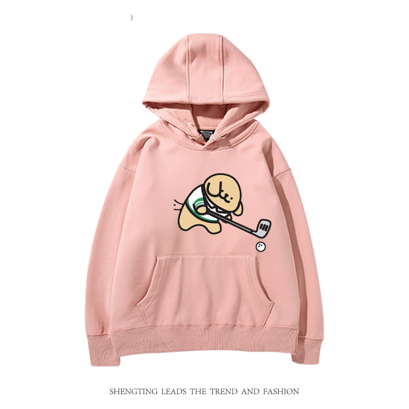 線條小狗 2024秋冬新款親子情侶裝薄絨款連帽衛衣