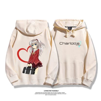 Charlotte聯名衛衣2024秋冬新款親子情侶裝薄絨款連帽衛衣